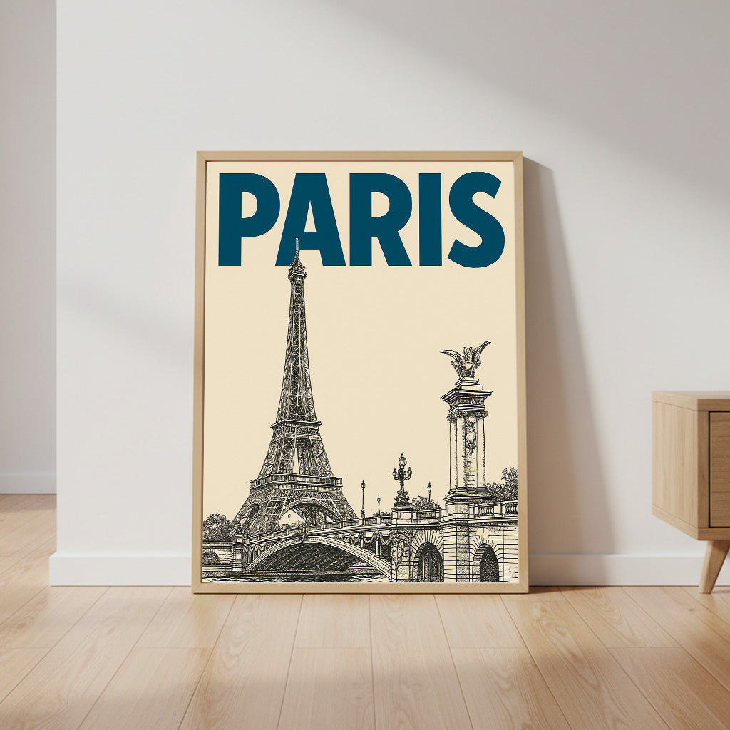 "París Vintage" Impresión de Arte de Pared de Viaje. Ilustración Arquitectónica Clásica. Decoración Estilo Wanderlust.