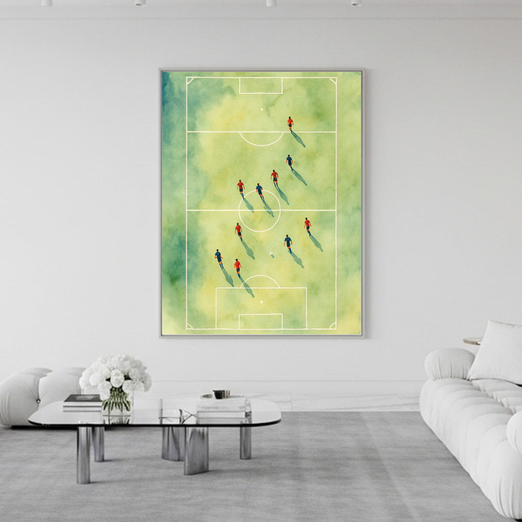 "Día de Juego" Ilustración Artística en Acuarela. Decoración Deportiva Minimalista