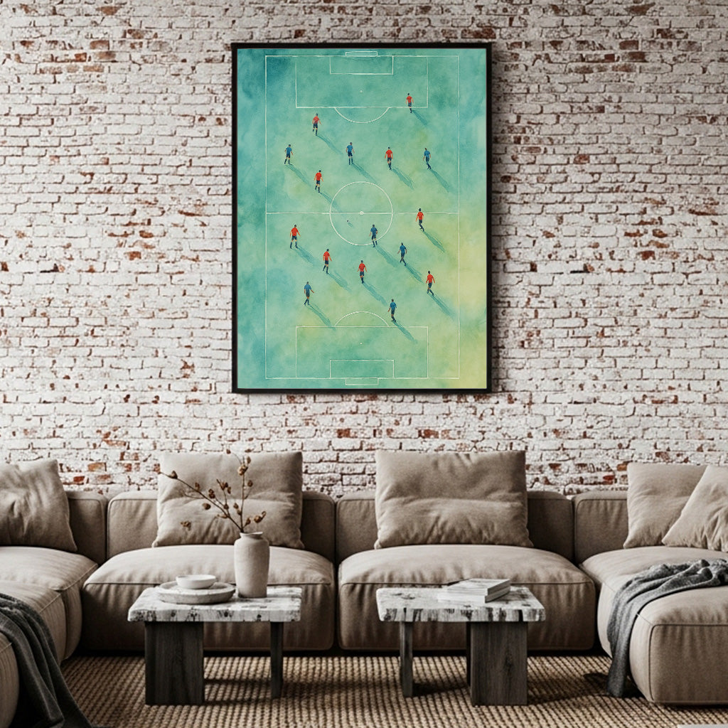 "Día de Juego" Ilustración Artística en Acuarela. Decoración Deportiva Minimalista