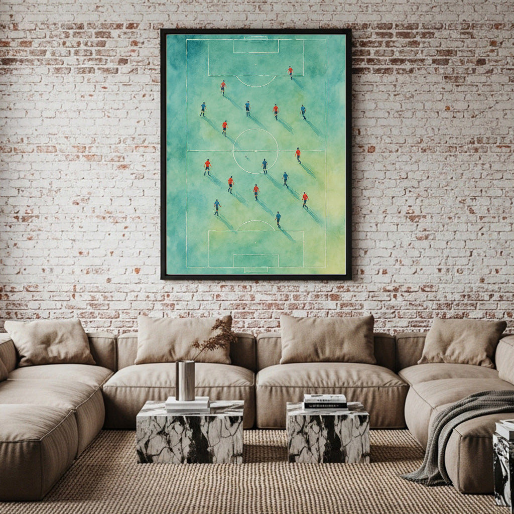 "Día de Juego" Ilustración Artística en Acuarela. Decoración Deportiva Minimalista